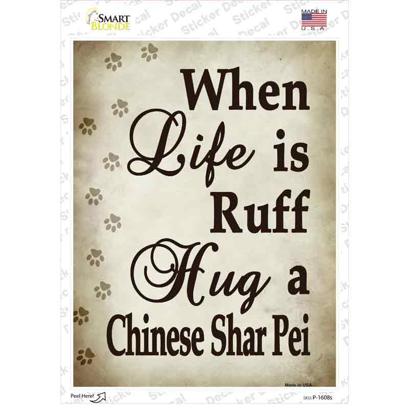 P-1608s-M Hug A Chinese Shar Fei Novelty Rectangle Sticker Decal - Medium