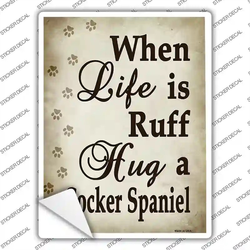 P-1610s-S Hug A Cocker Spaniel Novelty Rectangle Sticker Decal - Small