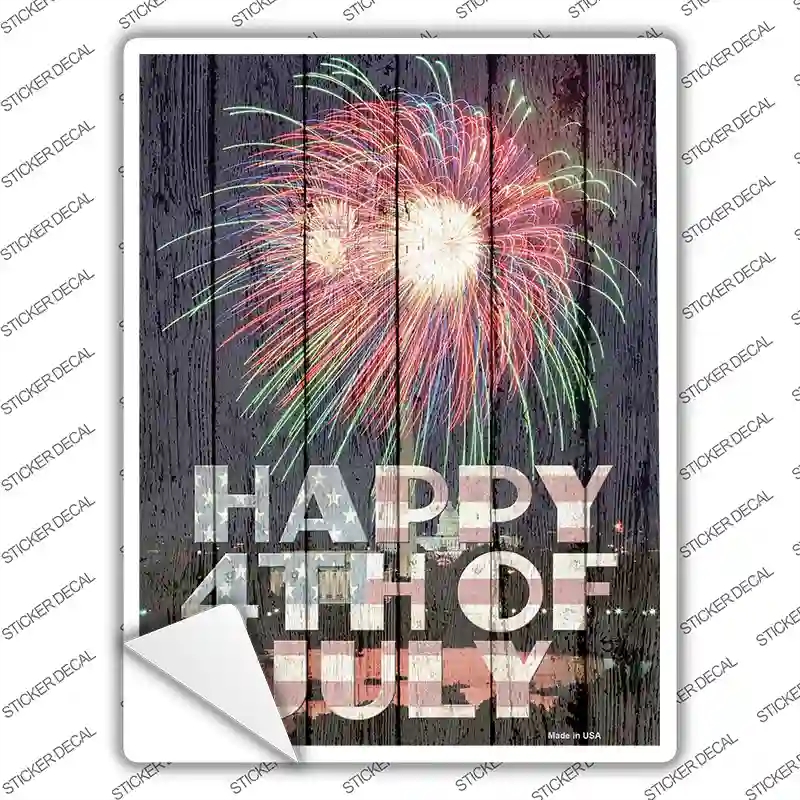 P-2988s-S Happy Fourth of July Novelty Rectangle Sticker Decal - Small