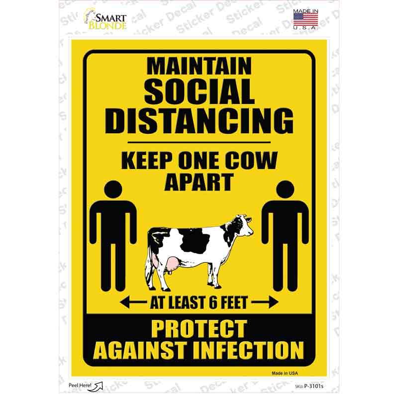 P-3101s-M Keep One Cow Apart Novelty Rectangle Sticker Decal - Medium