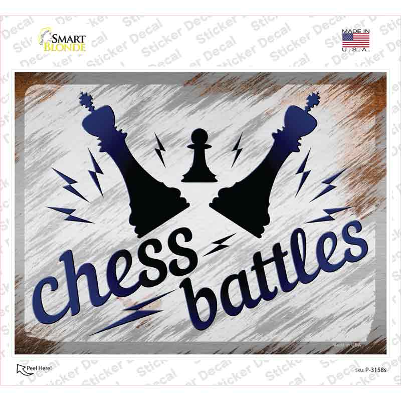 P-3158s-M Chess Battles Novelty Rectangle Sticker Decal - Medium