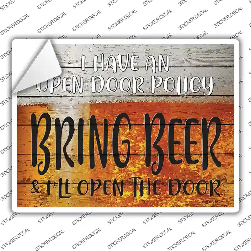 P-3182s-L I Have An Open Door Policy Novelty Rectangle Sticker Decal - Large