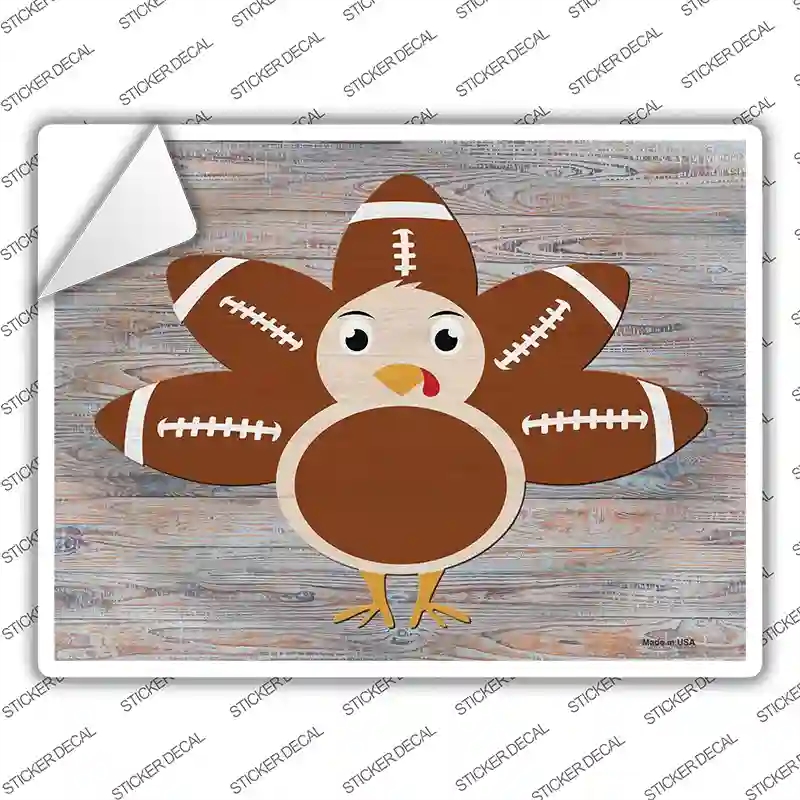 P-3943s-L Football Turkey Novelty Rectangle Sticker Decal - Large
