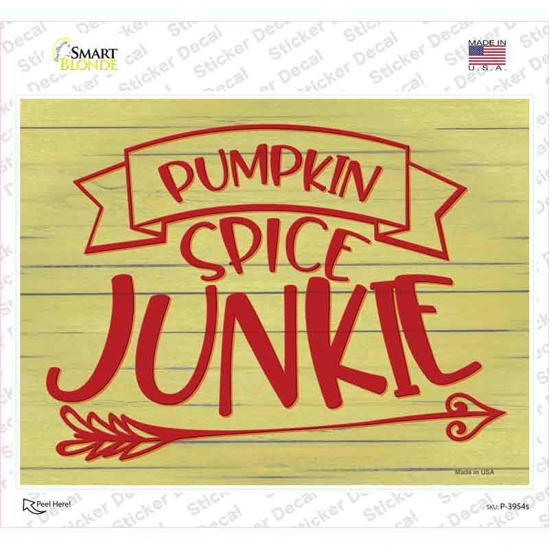 P-3954s-M Pumpkin Spice Junkie Novelty Rectangle Sticker Decal - Medium