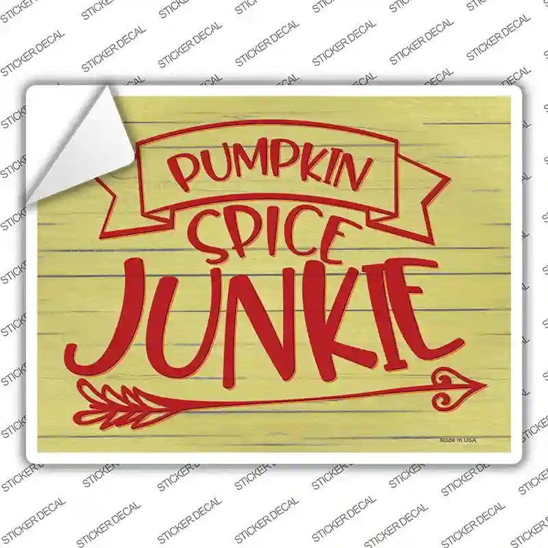 P-3954s-S Pumpkin Spice Junkie Novelty Rectangle Sticker Decal - Small