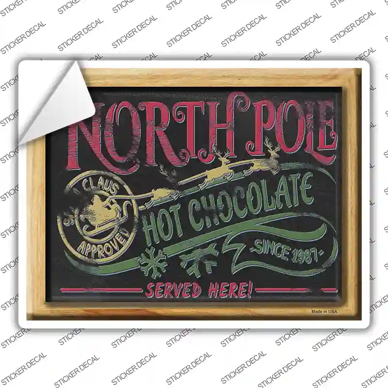 P-3980s-XL North Pole Hot Chocolate Novelty Rectangle Sticker Decal - Extra Large