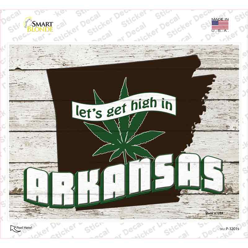 P-3201s-M Get High in Arkansas Novelty Rectangle Sticker Decal - Medium
