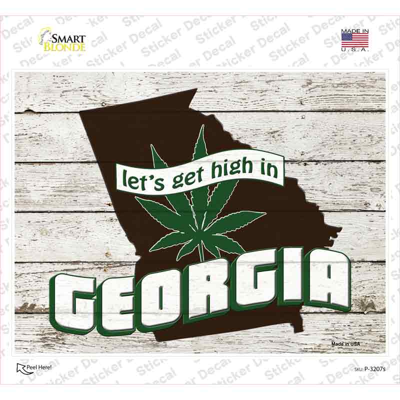 P-3207s-M Get High in Georgia Novelty Rectangle Sticker Decal - Medium