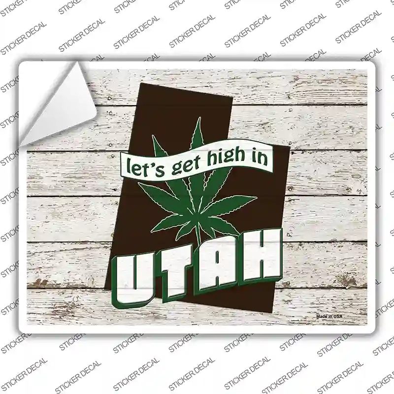 P-3241s-XL Get High in Utah Novelty Rectangle Sticker Decal - Extra Large