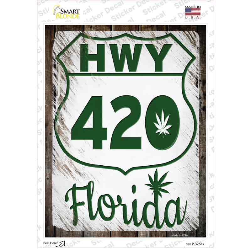 P-3264s-M HWY 420 Florida Novelty Rectangle Sticker Decal - Medium