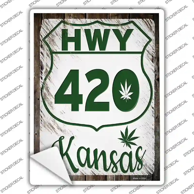 P-3271s-L HWY 420 Kansas Novelty Rectangle Sticker Decal - Large