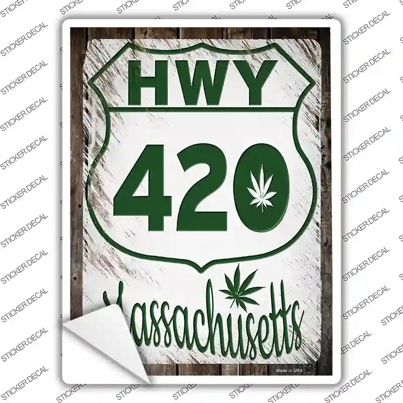 P-3276s-L HWY 420 Massachusetts Novelty Rectangle Sticker Decal - Large