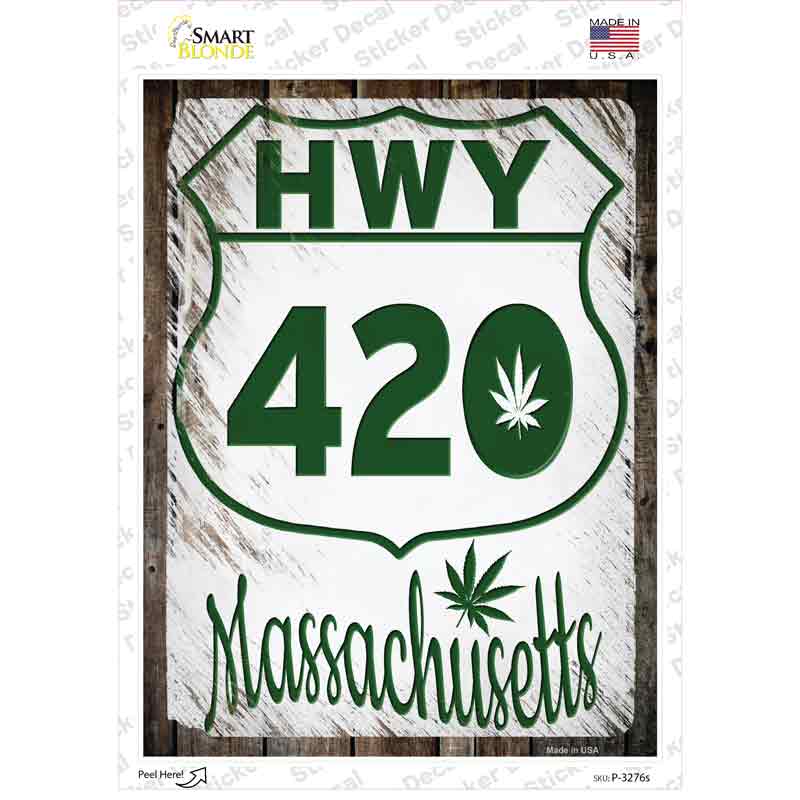 P-3276s-M HWY 420 Massachusetts Novelty Rectangle Sticker Decal - Medium