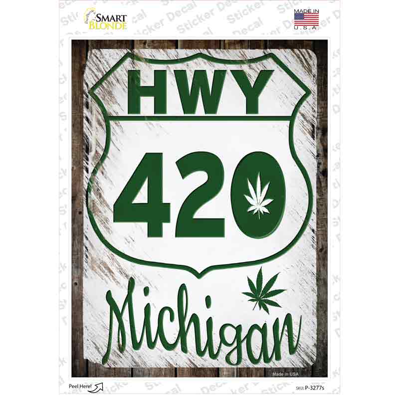 P-3277s-M HWY 420 Michigan Novelty Rectangle Sticker Decal - Medium