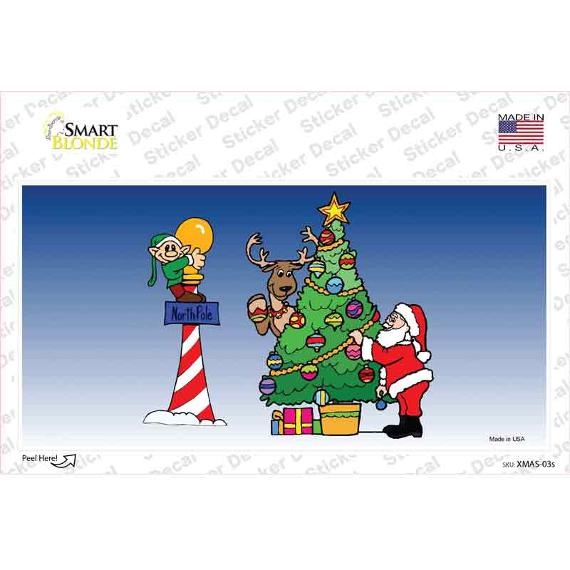 XMAS-03s-M Santa Elf Tree Novelty Sticker Decal - Medium