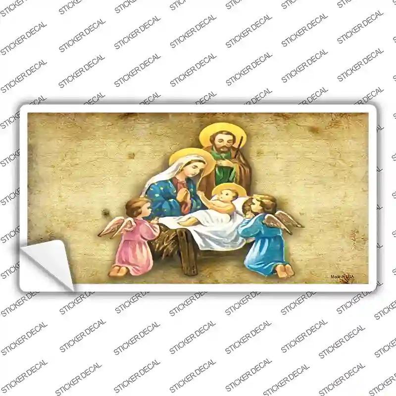 XMAS-09s-S Christmas Manger Novelty Sticker Decal - Small