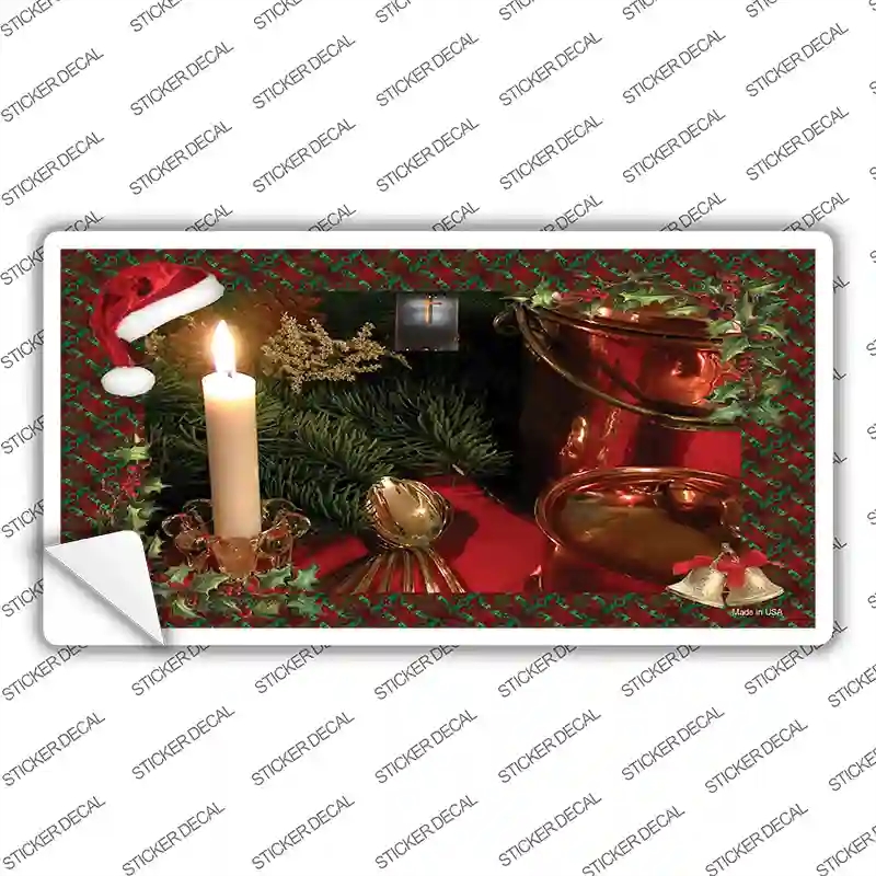 XMAS-10s-S Wreath & Candle Novelty Sticker Decal - Small