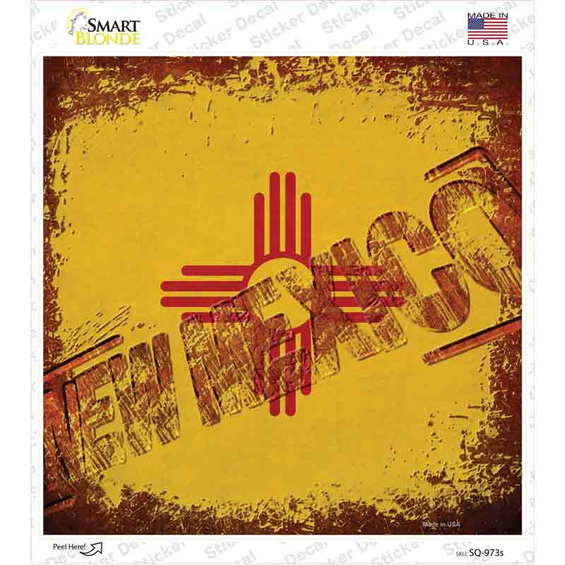 SQ-973s-M   Mexico Rusty Stamped Novelty Square Sticker Decal - Medium