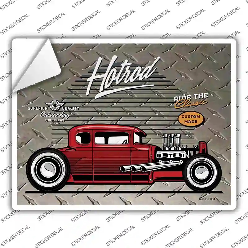 P-3695s-XL Red Hotrod Novelty Rectangle Sticker Decal - Extra Large