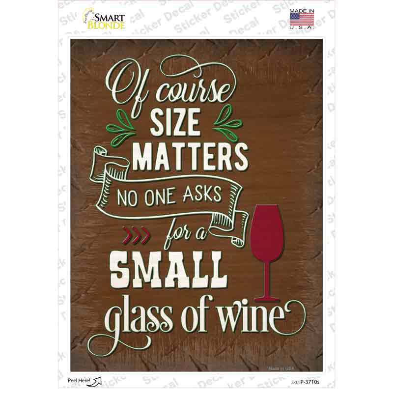 P-3710s-M Small Glass of Wine Novelty Rectangle Sticker Decal - Medium