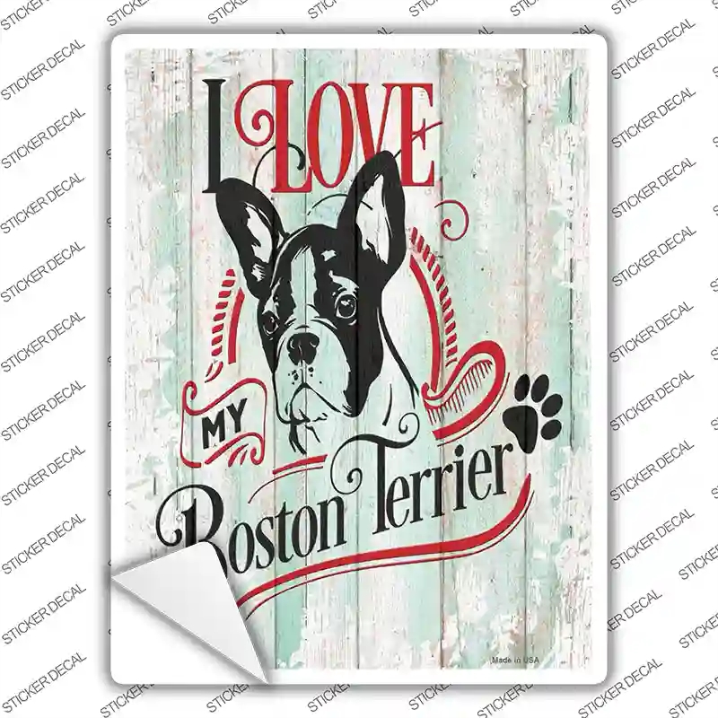 P-3783s-S I Love My Boston Terrier Novelty Rectangle Sticker Decal - Small