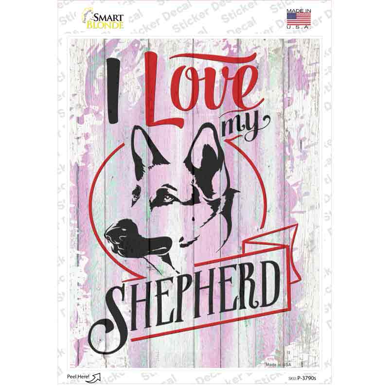 P-3790s-M I Love My Shepherd Novelty Rectangle Sticker Decal - Medium