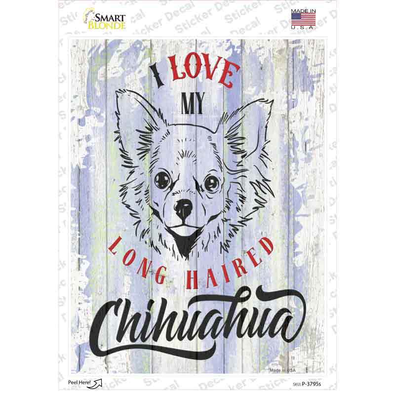 P-3795s-M I Love My LH Chihuahua Novelty Rectangle Sticker Decal - Medium
