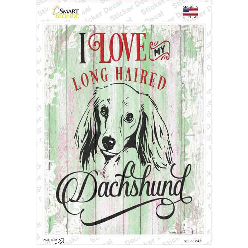P-3796s-M I Love My LH Dachshund Novelty Rectangle Sticker Decal - Medium