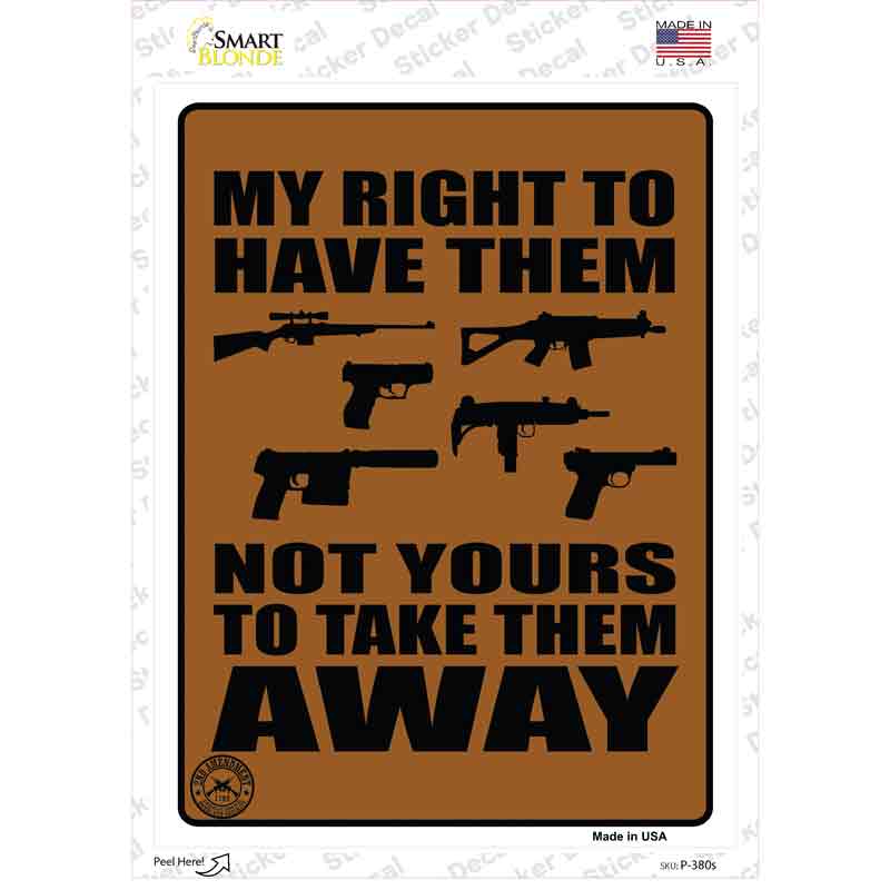 P-380s-M My Right Not Yours Novelty Rectangle Sticker Decal - Medium