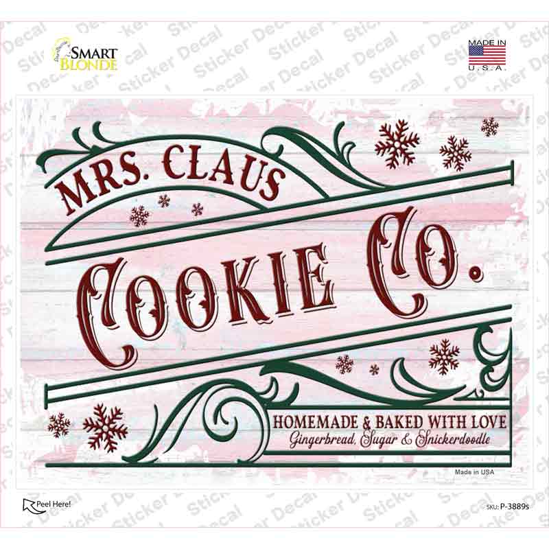 P-3889s-M Mrs. Claus Cookie Co Novelty Rectangle Sticker Decal - Medium