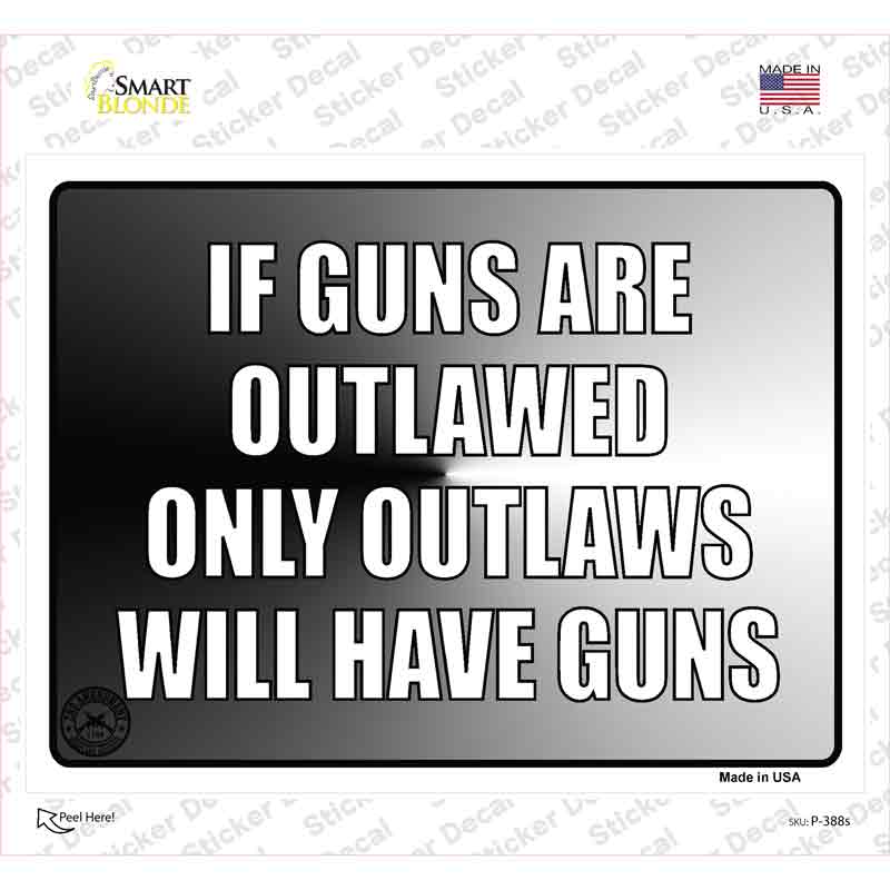 P-388s-M If Guns Are Outlawed Novelty Rectangle Sticker Decal - Medium