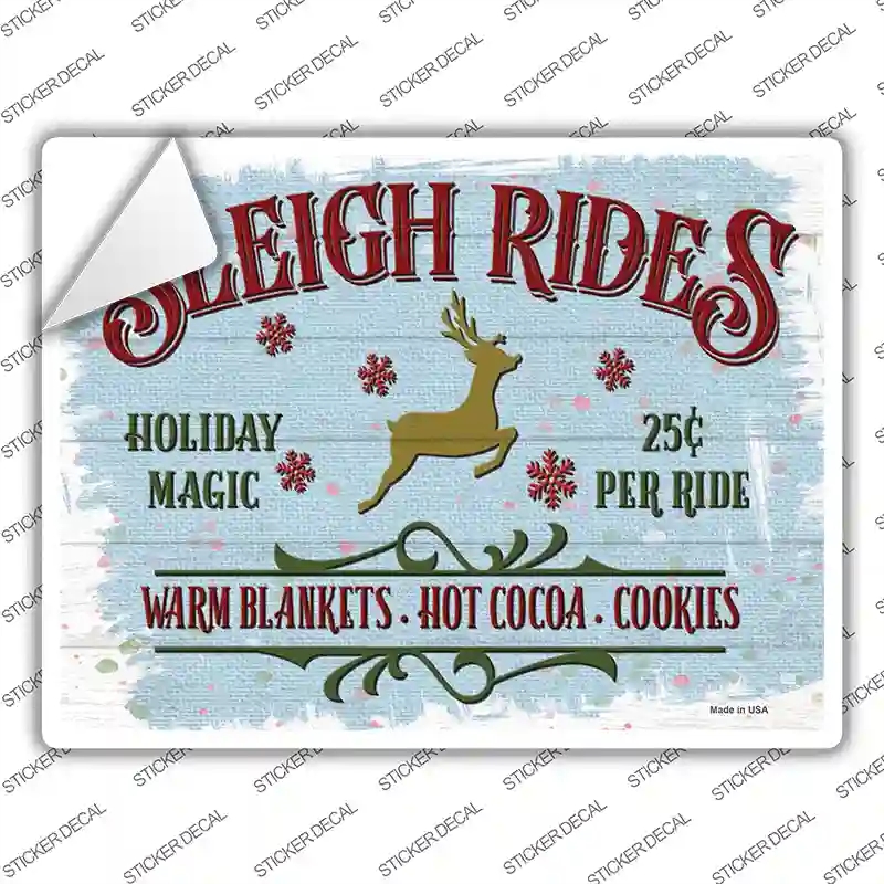 P-3897s-L Sleigh Rides Blue Novelty Rectangle Sticker Decal - Large