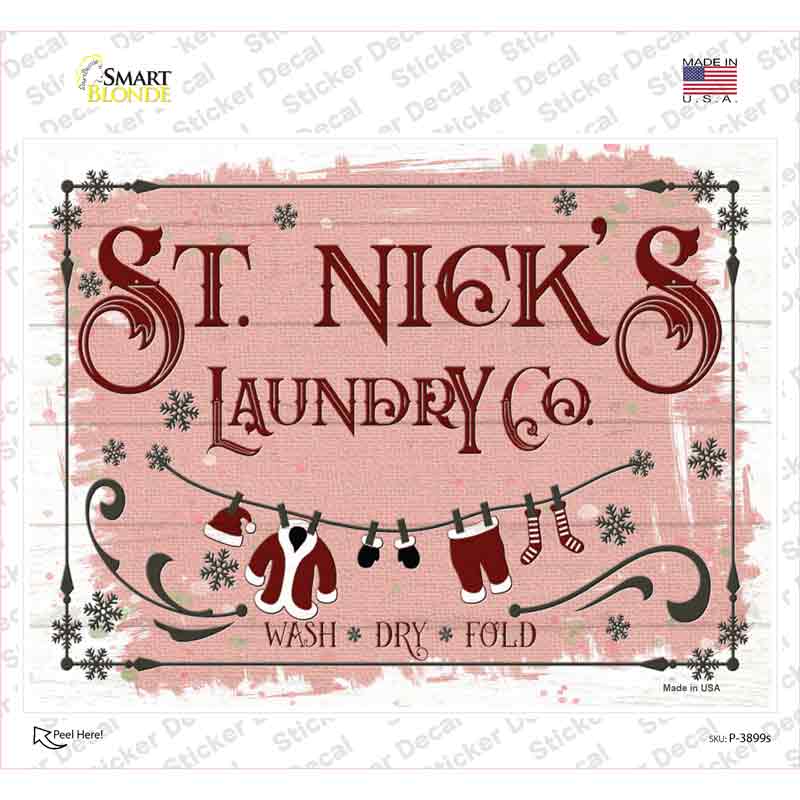 P-3899s-M St Nicks Laundry Co Novelty Rectangle Sticker Decal - Medium