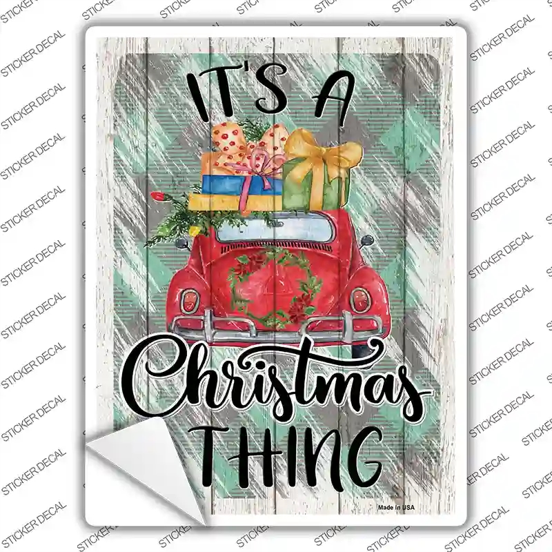 P-3907s-L Christmas Thing Car Novelty Rectangle Sticker Decal - Large