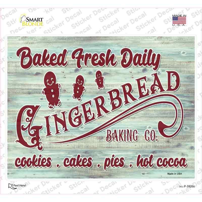 P-3926s-M Gingerbread Baking Co Novelty Rectangle Sticker Decal - Medium