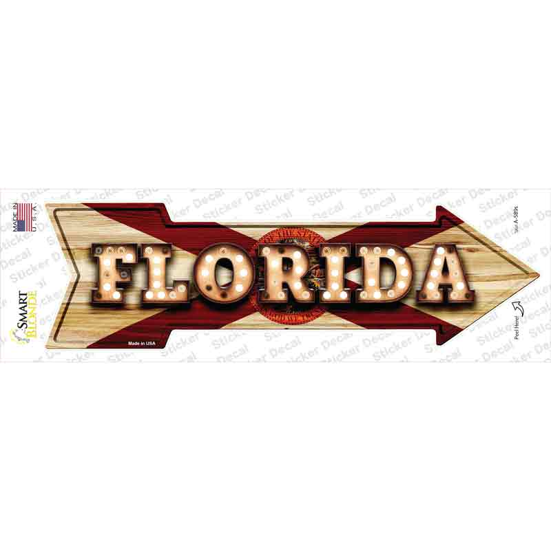 A-589s-M Florida Bulb Lettering Novelty Arrow Sticker Decal - Medium