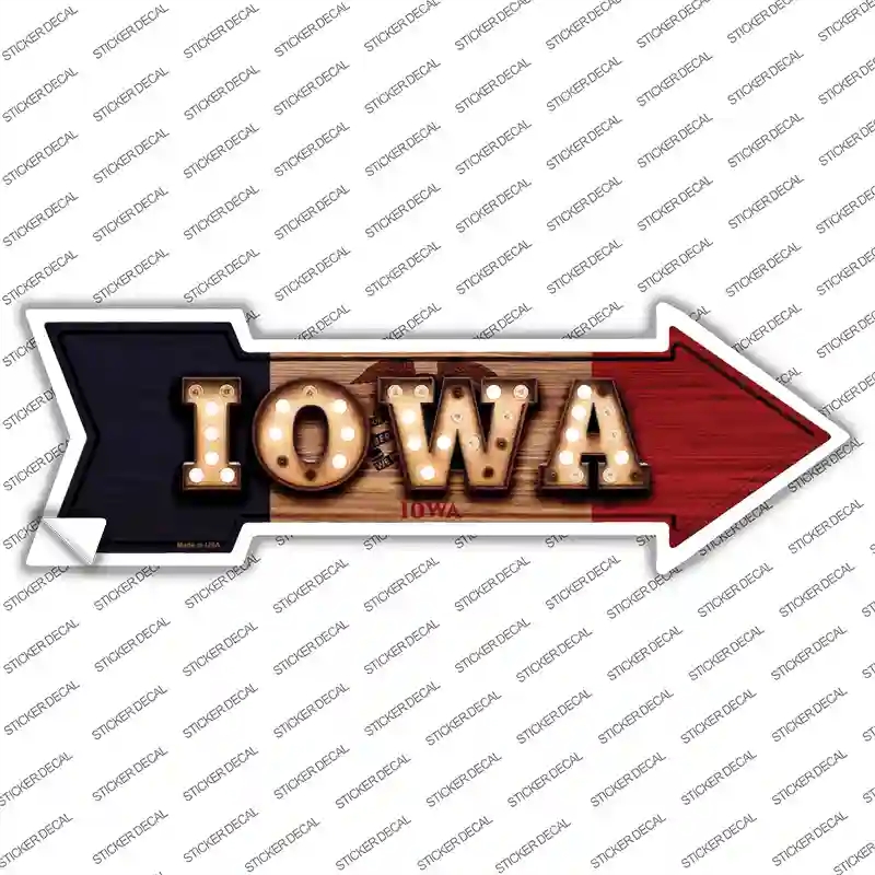 A-595s-S Iowa Bulb Lettering Novelty Arrow Sticker Decal - Small