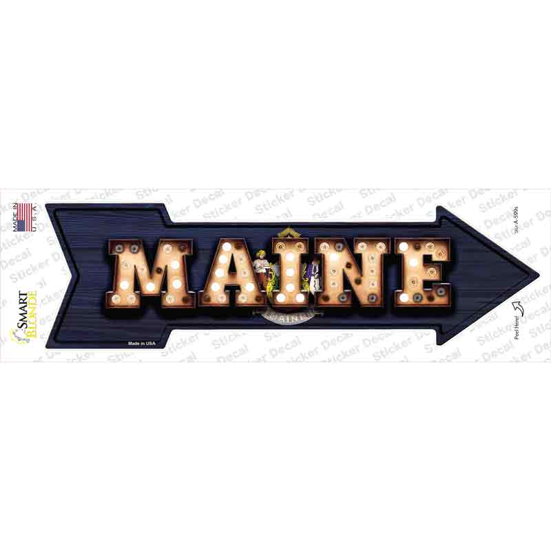 A-599s-M Maine Bulb Lettering Novelty Arrow Sticker Decal - Medium