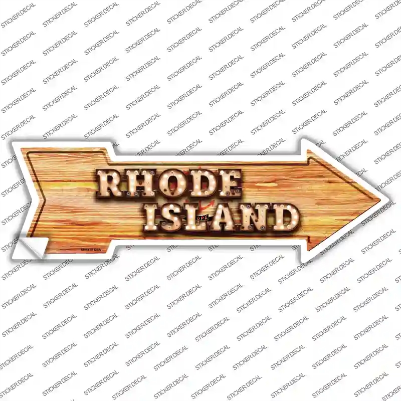 A-619s-L Rhode Island Bulb Lettering Novelty Arrow Sticker Decal - Large