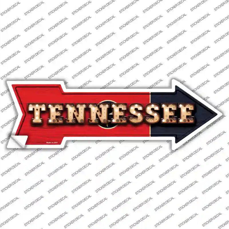 A-622s-S Tennessee Bulb Lettering Novelty Arrow Sticker Decal - Small
