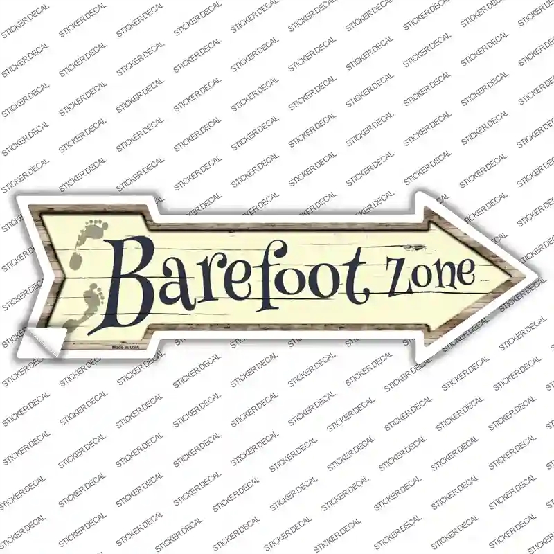 A-645s-L Barefoot Zone Novelty Arrow Sticker Decal - Large