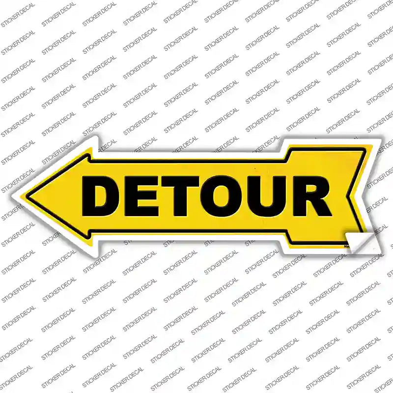 A-669s-S Detour to the Left Novelty Arrow Sticker Decal - Small