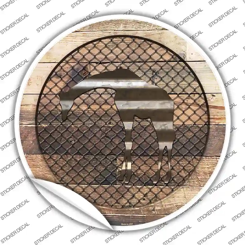 C-1054s-S Giraffe on Wood Novelty Circle Sticker Decal - Small