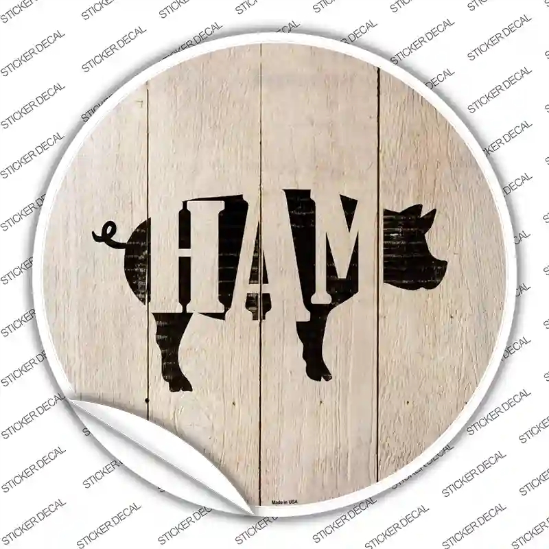 C-1075s-L Pigs Make Ham Novelty Circle Sticker Decal - Large