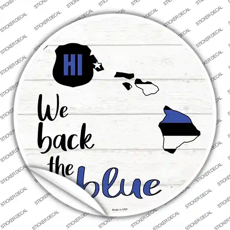 C-1240s-XL Hawaii Back the Blue Novelty Circle Sticker Decal - Extra Large