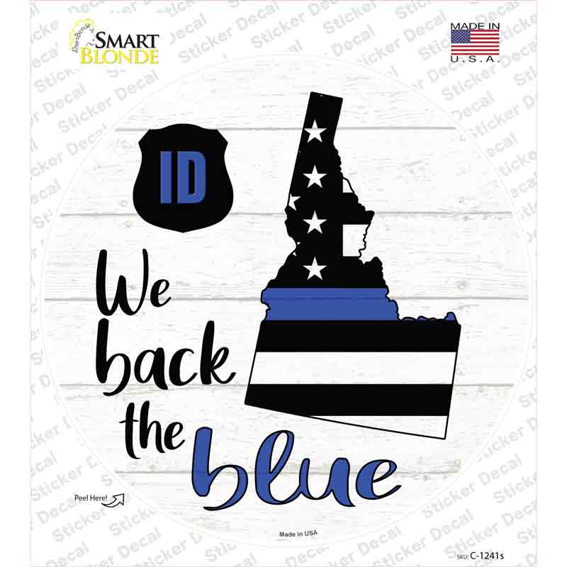 C-1241s-M Idaho Back the Blue Novelty Circle Sticker Decal - Medium