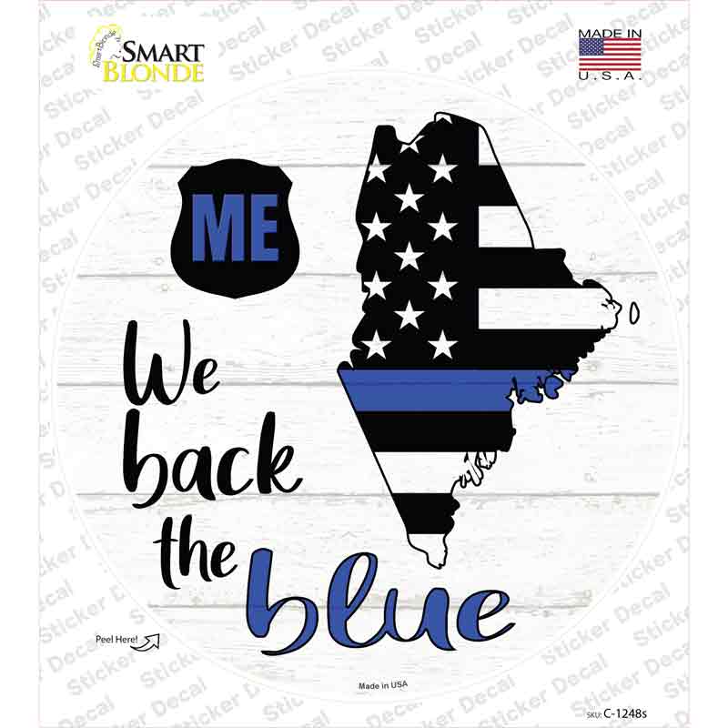 C-1248s-M Maine Back the Blue Novelty Circle Sticker Decal - Medium