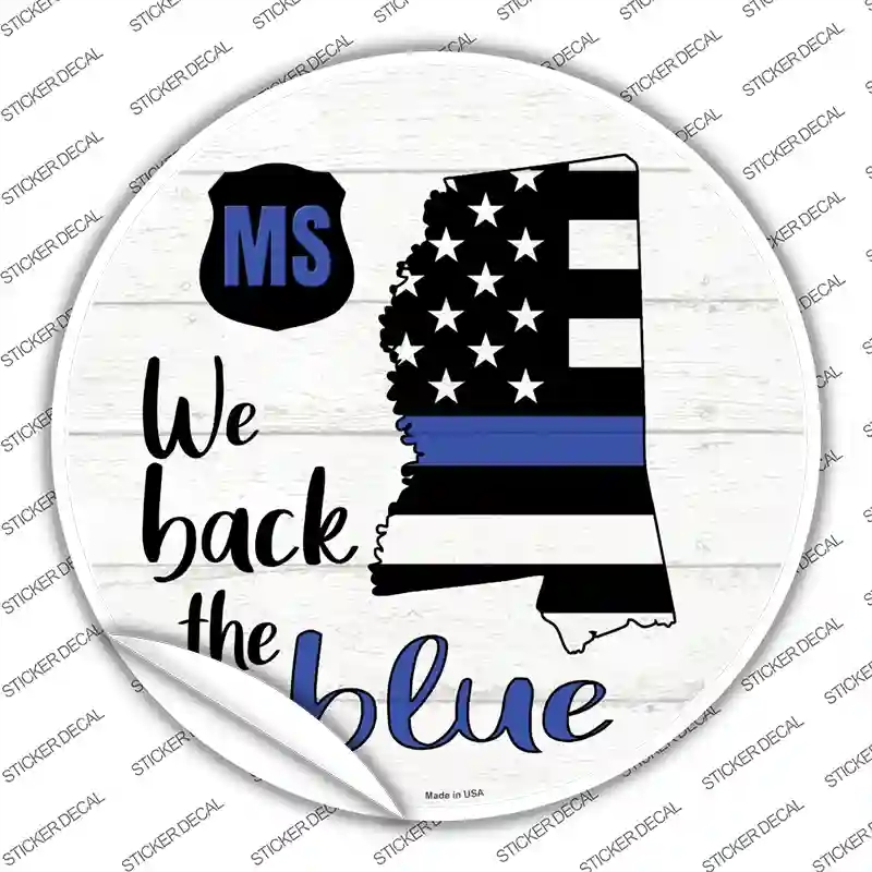 C-1253s-L Mississippi Back the Blue Novelty Circle Sticker Decal - Large