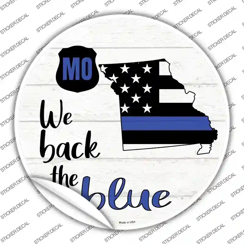 C-1254s-L Missouri Back the Blue Novelty Circle Sticker Decal - Large