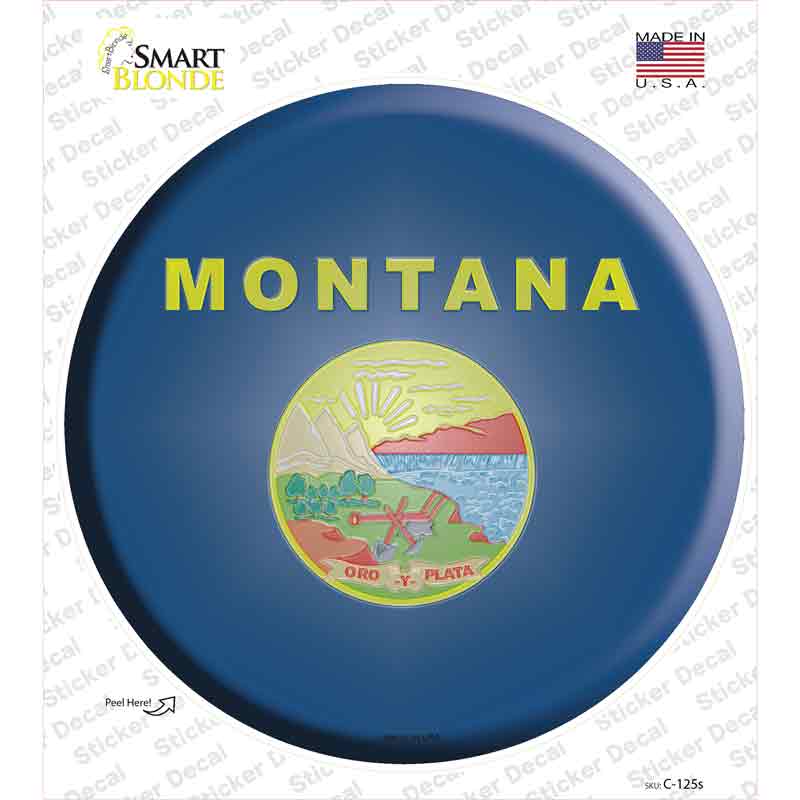 C-125s-M Montana State Flag Novelty Circle Sticker Decal - Medium